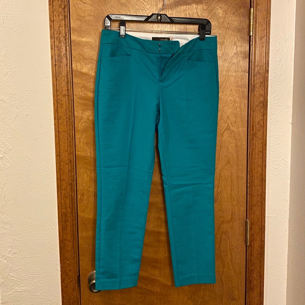 Crosby Teal Cropped Ankle Pants